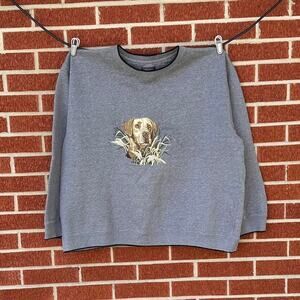 Vintage croft barrow grey embroidered dog hunting sweatshirt